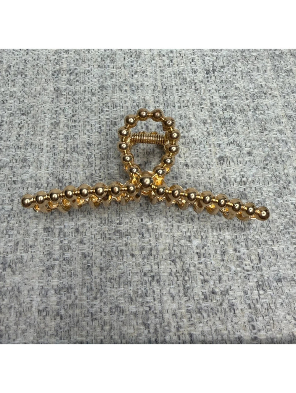 HVY Duty Gold Tone Metal Hair Claw Clip Premium Beaded Statement Hair Accessory